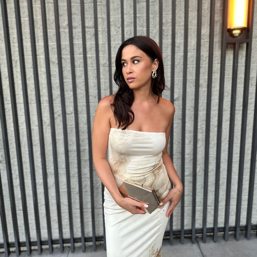 Chic Strapless Cream Maxi Dress